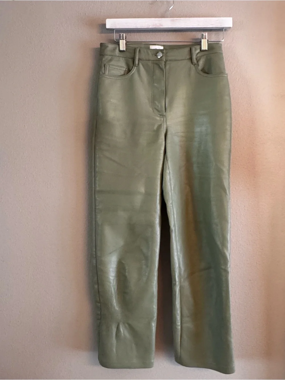 Wilfred Sage Green Faux Leather Waistband‎ Pants